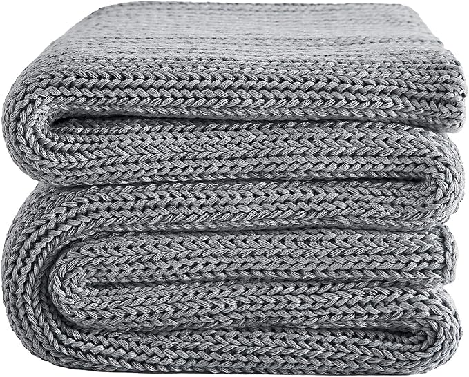 L'AGRATY 15lb Chunky Knit Cooling Weighted Blanket, 60