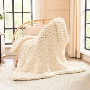 L'AGRATY Soft Chunky Knit Chenille Blanket Throw
