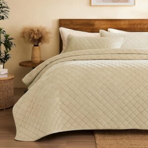 L'AGRATY Queen Size Velvet Quilt Set - 3-Piece Reversible Luxury Bedding