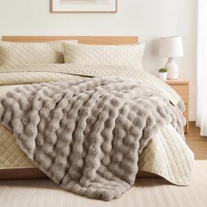 LâAGRATY Queen Faux Fur and Velvet Blanket Set